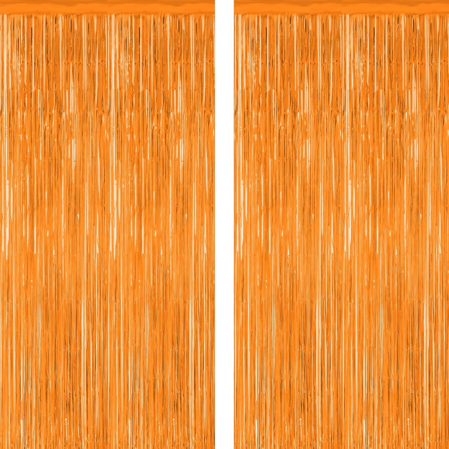 Skiennix 2 Pack Backdrop Curtains - 3.28 FT x 7.05 FT Orange Tinsel Foil Curtains for Parties