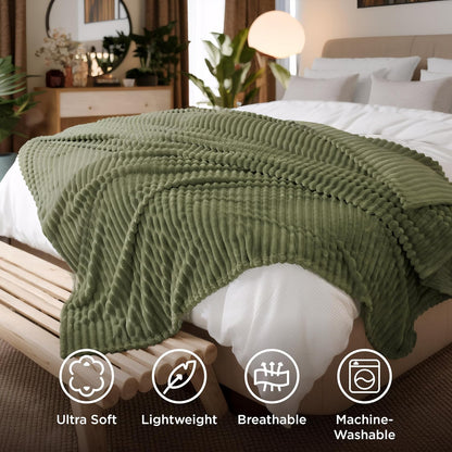 Bedsure GentleSoft California King Size Blanket - Cozy Fleece Throw in Moss, 102x96 Inches for Ultimate Comfort