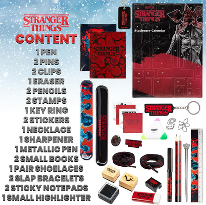 Stranger Things Advent Calendar 2025 - Unique Stationery, Necklace, Keyrings, Stamps & Stickers Set