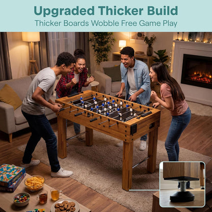 SereneLife 48-Inch Competition Foosball Table - Adjustable Height Arcade Soccer Set for Home & Game Room - Includes 2 Balls & Cup Holders, Natural Finish