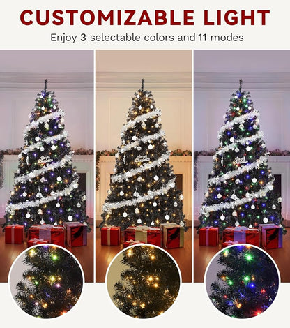DWVO Black 6ft Prelit Christmas Tree with Remote Control - 11 Lighting Modes