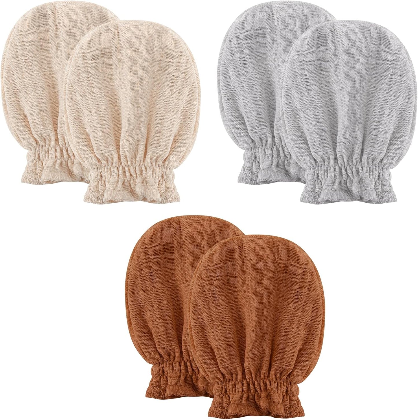 Pro Goleem Muslin Baby Mittens - 100% Cotton No Scratch Soft Gloves for Newborns 0-6 Months