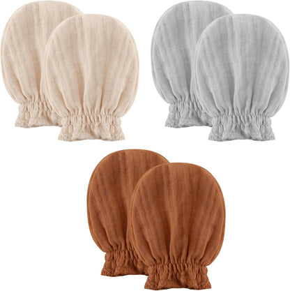 Pro Goleem Muslin Baby Mittens - 100% Cotton No Scratch Soft Gloves for Newborns 0-6 Months