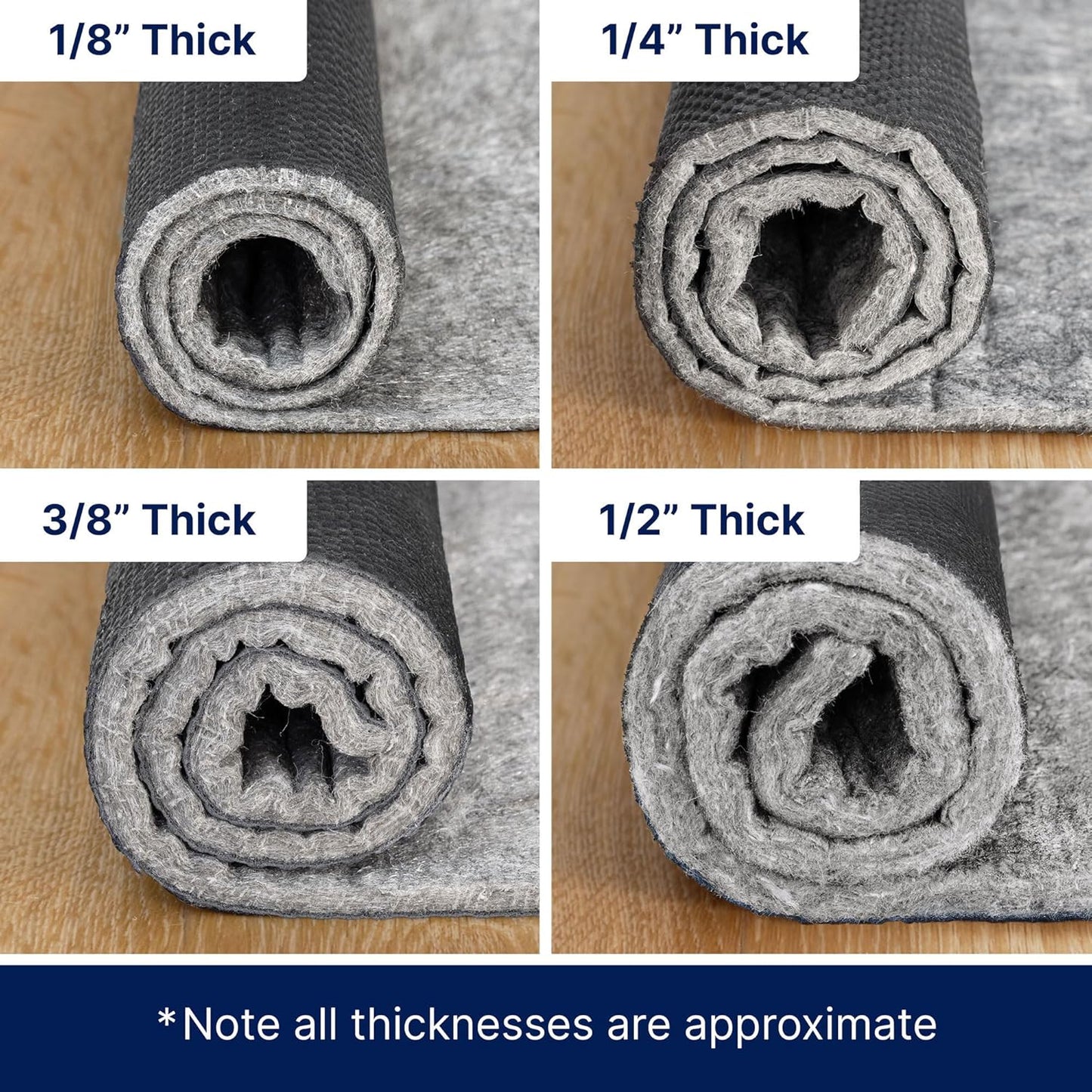 RUGPADUSA Non-Slip Rug Pad - 9'x12' - 1/2" Thick Felt & Rubber - Comfort & Protection for Hard Floors