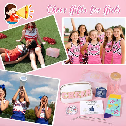 Cheerleader Gifts Set - 16oz Cup, Waist Bag, Socks & Sticker Gift Bundle