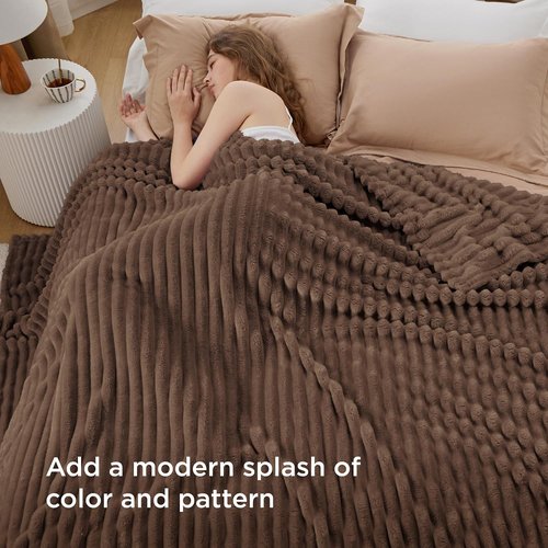 Bedsure GentleSoft Fleece Blanket - Cozy Brown Throw for Couch, Perfect for Women & Girls, 108x90 Inches