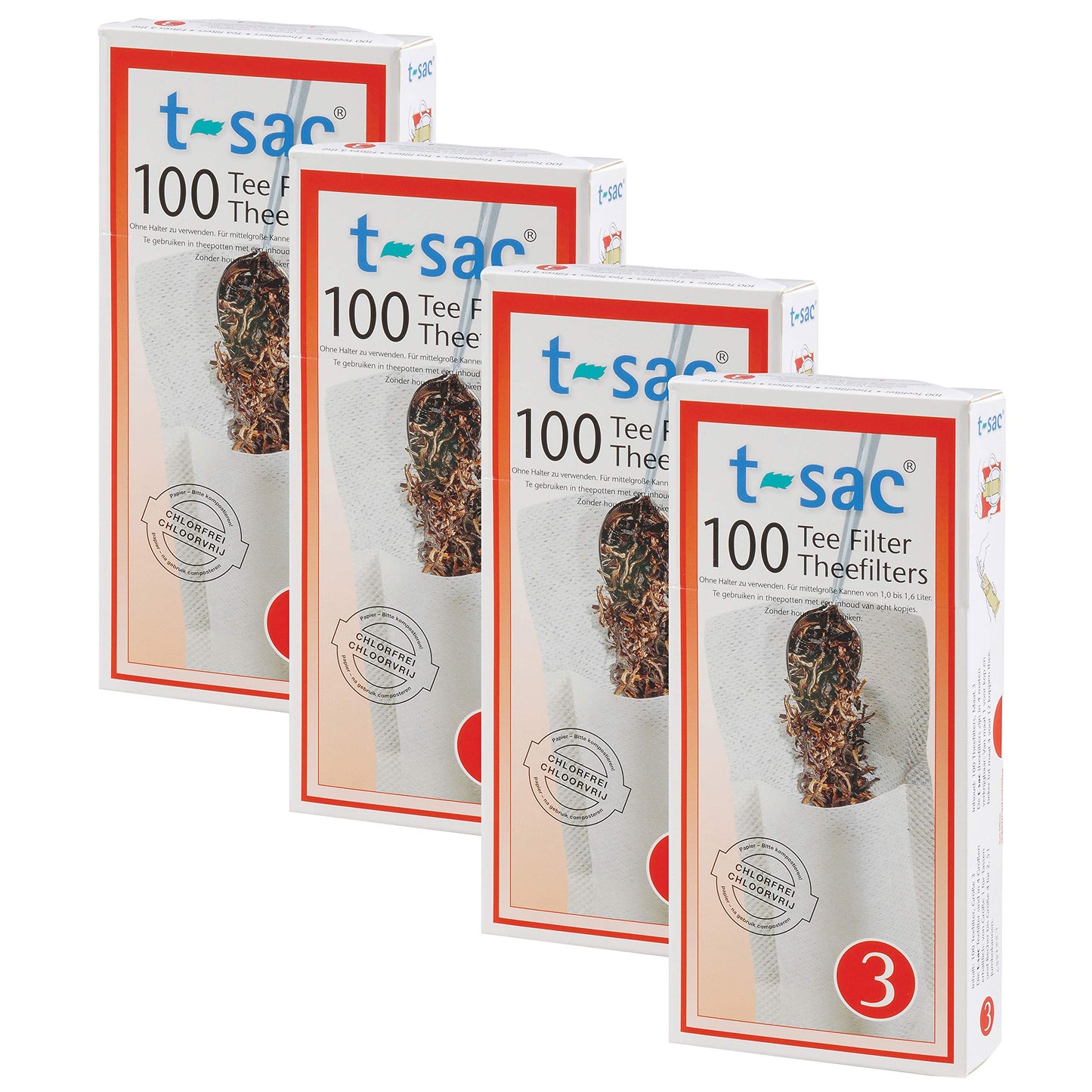 T-Sac Tea Filter Bags, Disposable Tea Infuser, Number 3-Size, 3 to 8-Cup Capacity, Set of 400