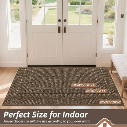 BEQHAUSE Dirt Trapper Door Mat - Non-Slip, Washable, Absorbent Entrance Mat | 20" x 48", Brown