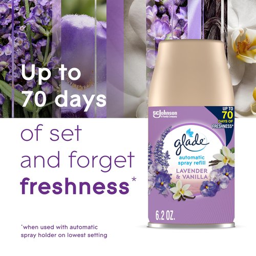 Glade Automatic Spray Refill, Air Freshener for Home and Bathroom, Lavender & Vanilla, 6.2 Oz, 2 Count