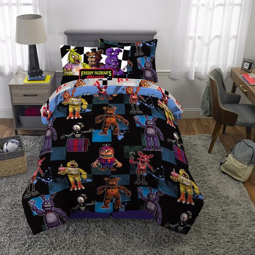 Franco Kids Bedding | Super Soft Twin Comforter & Sheet Set with Sham | Five Nights At Freddy's, 5 Pieces