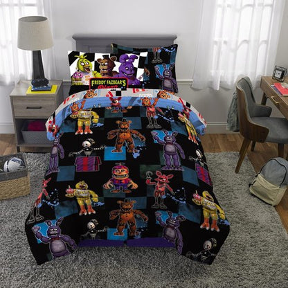 Franco Kids Bedding | Super Soft Twin Comforter & Sheet Set with Sham | Five Nights At Freddy's, 5 Pieces