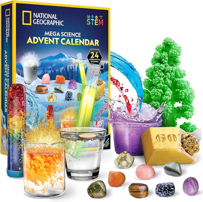 National Geographic Science Kit & Rock Collection Advent Calendar - 24 Days of STEM Experiments for Kids Ages 8-12
