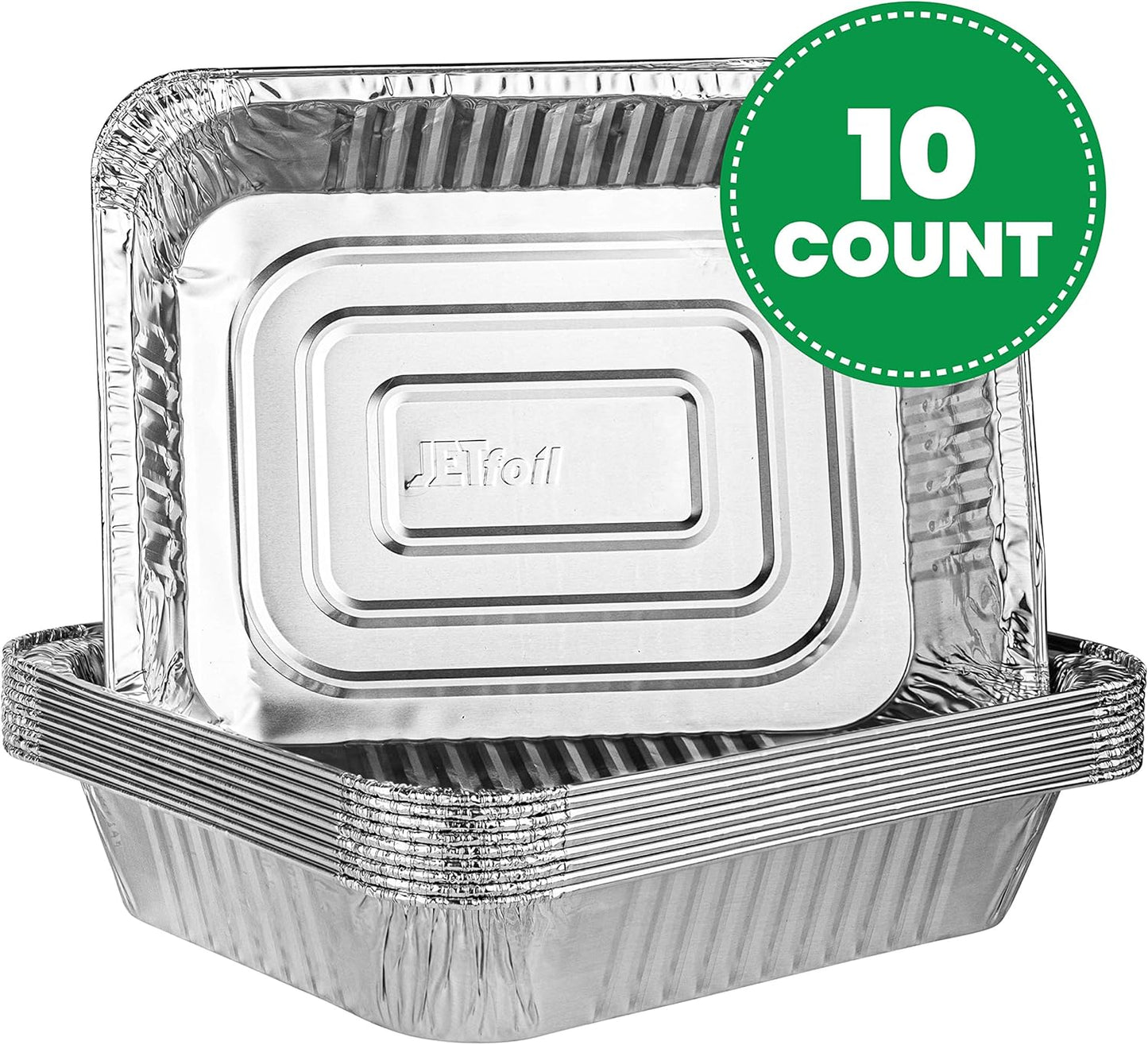 PLASTICPRO Disposable Aluminum Foil Pans - Half Size Deep Bakeware for Cakes, Meatloaf & Lasagna | Pack of 10