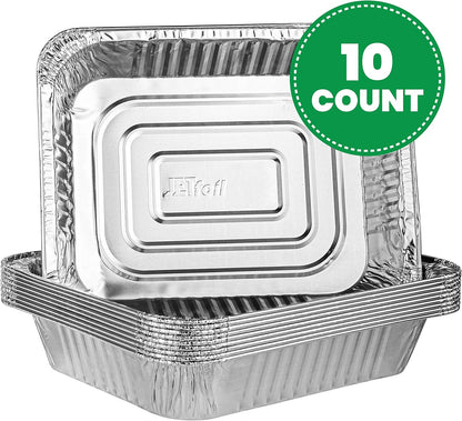 PLASTICPRO Disposable Aluminum Foil Pans - Half Size Deep Bakeware for Cakes, Meatloaf & Lasagna | Pack of 10