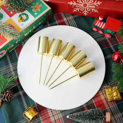 Skiennix Christmas Candle Holders - 5 Pcs Metal Spike Stand for Festive Decor | Golden Finish
