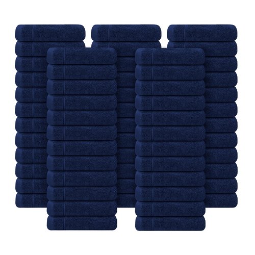 Tens Towels Pack of 60 Washcloths, 12 x 12 Inches, Lighter Weight, Quick to Dry, Super Soft & Absorbent, Gentle Face Towels, Hotel Quality, Perfect for Bathroom, Gym, Spa (Navy, 60 Pack)