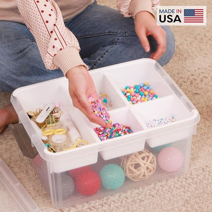 Citylife 17 QT Clear Plastic Storage Box - Removable Tray for Craft Organizing & Bead Storage