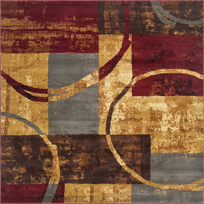 Unique Loom Barista Collection Area Rug - Kouillou (7' 10" Square, Multi/ Brown)