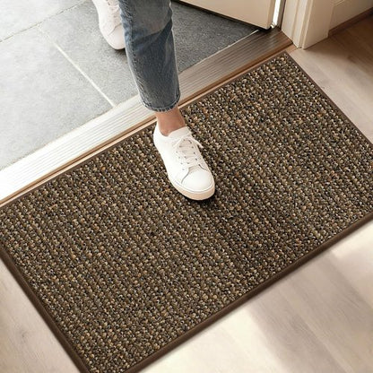 BEQHAUSE Dirt Trapper Door Mat - Non-Slip, Washable Entryway Rug | 17" x 30", Brown, Low Profile Design
