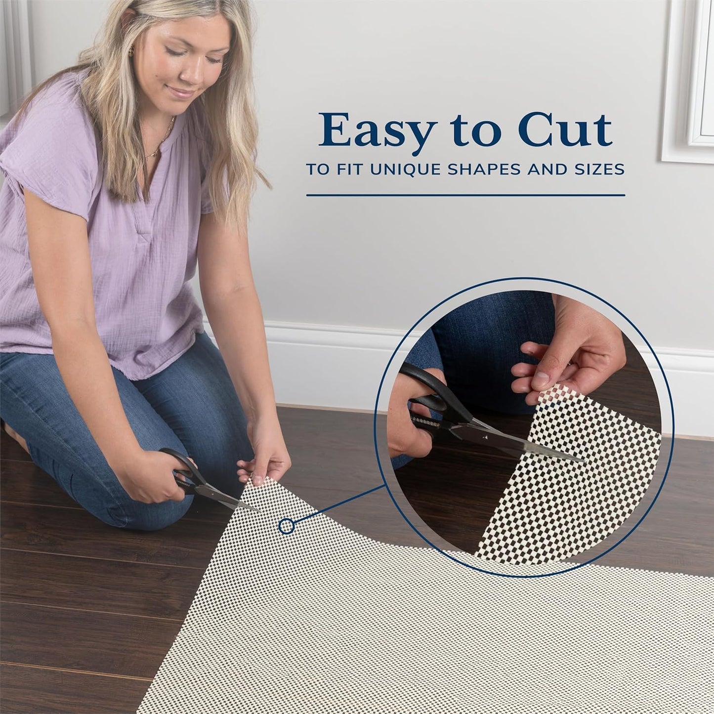 Veken Non-Slip Rug Pad Gripper - Thick 2x5 Ft Mat for Hardwood & Tile Floors | Keeps Rugs Safe