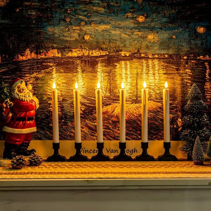 Homemory 6 Pcs White LED Window Candles - Battery Operated with Remote Timer & Holders for Holiday Decor