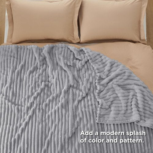 Bedsure GentleSoft Blankets - Cozy Queen Size Fleece Throw in Light Grey, 90x90 Inches for Ultimate Comfort