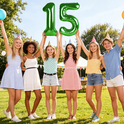 Skiennix 40-Inch Dark Green Number 15 Balloons - Perfect for 15th Birthday & Anniversary Celebrations