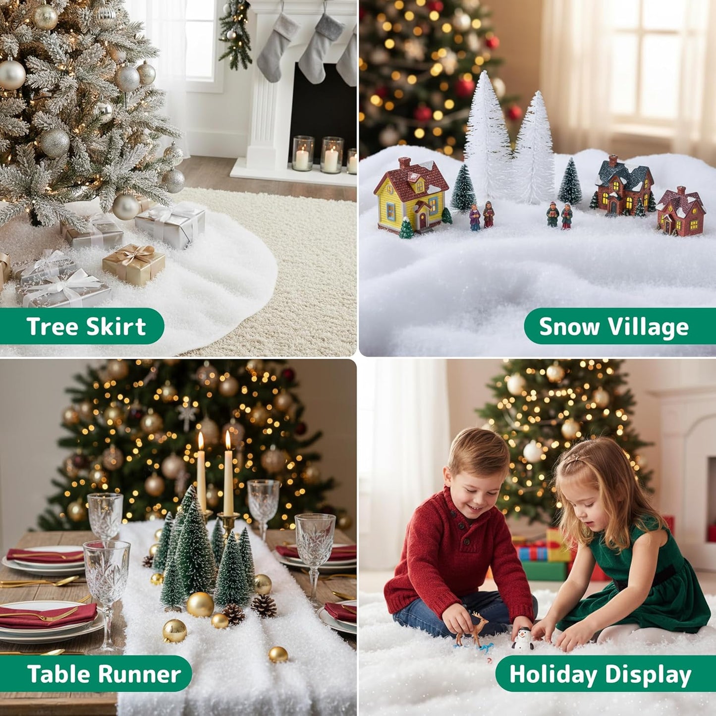 Prextex Artificial Snow Roll - Large Fluff for Christmas Displays | 94"x31" Thick White Blanket for Holiday Decor