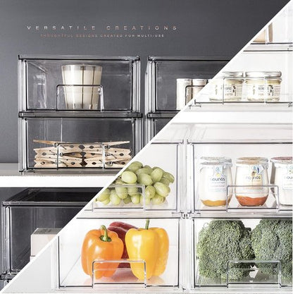 BINO Stackable Storage Drawers - Clear Small Organizers for Bathroom & Vanity | Crate Collection