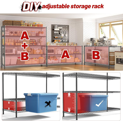 Reibii 3200LBS Heavy Duty Garage Shelving - 5 Tier Adjustable Metal Unit | 55.5" W x 18" D x 71" H