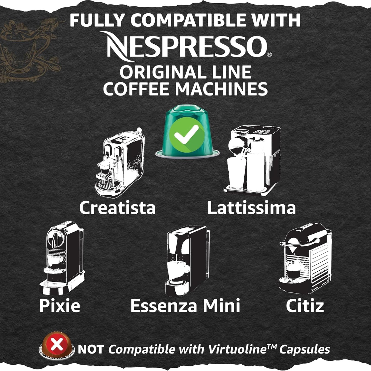 Cellini Caffè Melodico Dark Roast Coffee Capsules - 120 Count Aluminum Nespresso Pods | 100% Compatible