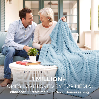 Bedsure GentleSoft Blue Fleece Blanket - Cozy Light Blue Throw for Couch, Perfect 50x70 Inches Size