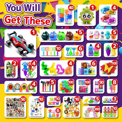 Skiennix 1000 PCS Fidget Toys - Bulk Party Favors for Kids | Ideal for Goodie Bags & Classroom Prizes