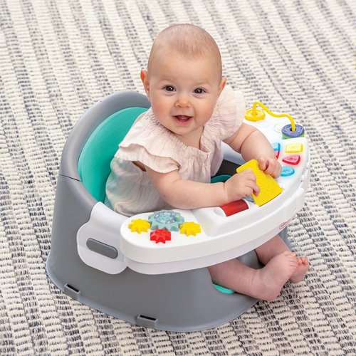 Infantino Music & Lights 3-in-1 Discovery Seat & Booster, Interactive Toddler Seat for Dining Table or Kitchen Chair, Baby Activity Center & Snack Tray, 20 Sounds & Songs, Lightweight Baby Essentials