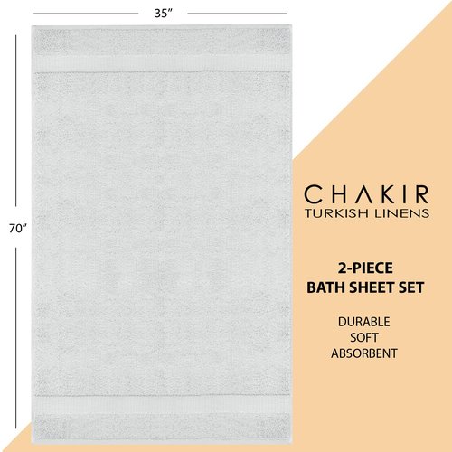 Chakir Turkish Linens, 100% Cotton Premium Quality Turkish Bath Sheets (35''x70'' Large Bath Sheet Towels - Silver Gray)