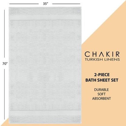 Chakir Turkish Linens, 100% Cotton Premium Quality Turkish Bath Sheets (35''x70'' Large Bath Sheet Towels - Silver Gray)