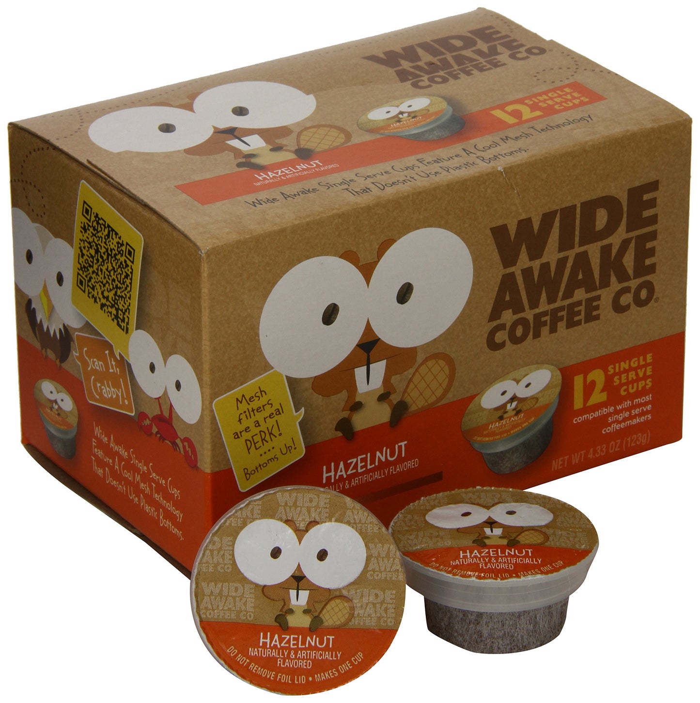 Wide Awake Coffee Hazelnut Cream Single Serve Cup, 12 Count