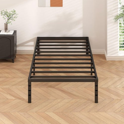 HLIPHA Metal Platform Bed Frame 18 Inch Tall,No Box Spring Needed,Twin Size Bed with Heavy Duty Strong Support Slats,Easy to Assemble,Black