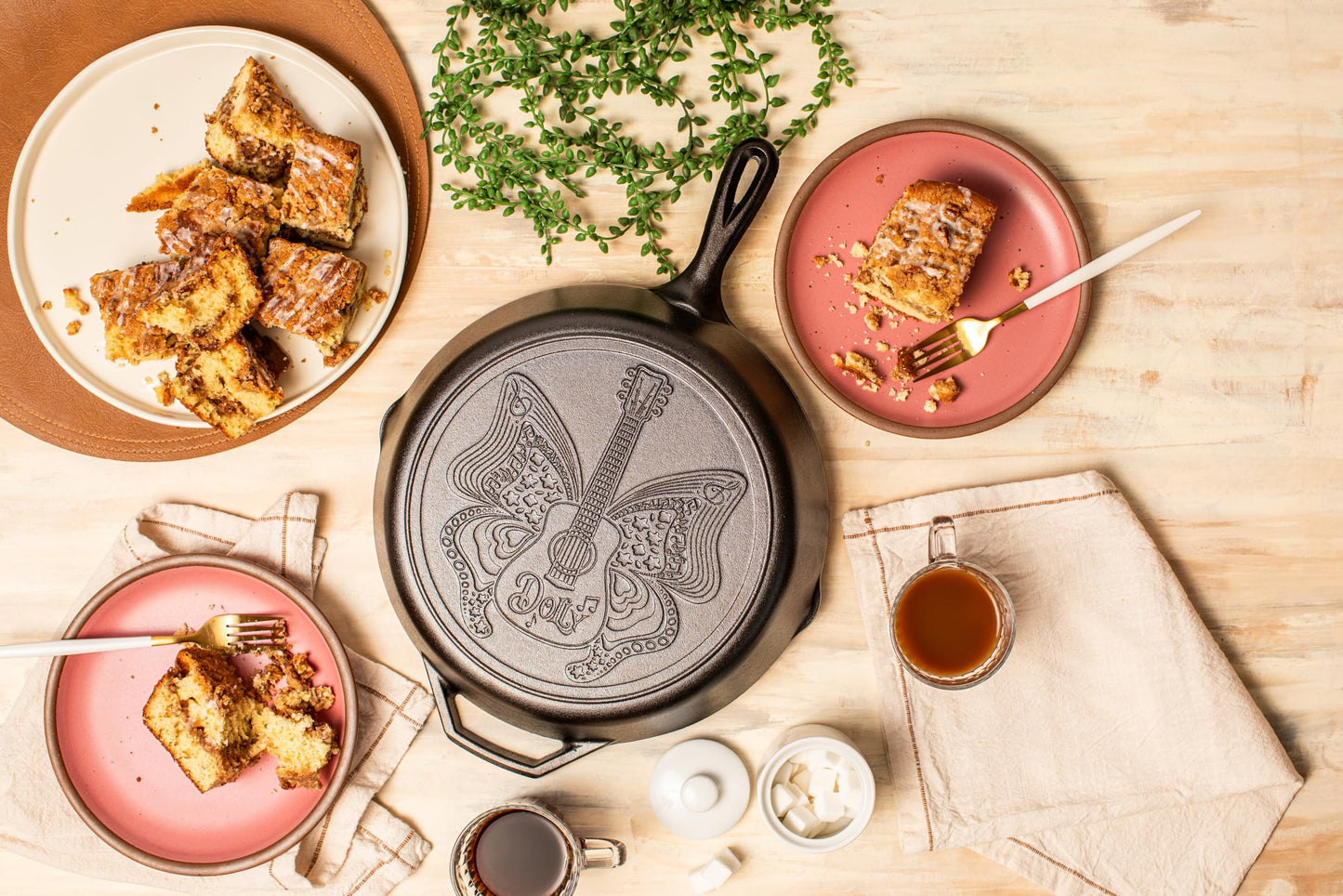 Lodge 12 Inch Dolly Parton Pre-Seasoned Cast Iron Stamped Skillet - Signature Teardrop Handle - Use in the Oven, on the Stove, on the Grill, or Over a Campfire, Black