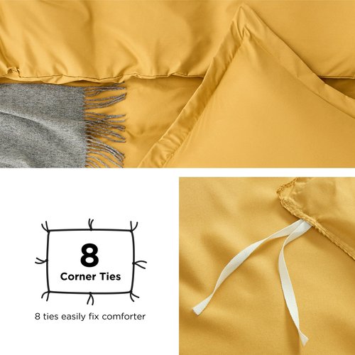 Bedsure Duvet Cover Full Size - Soft Double Brushed Bedding Set for Kids & Adults, Zipper Closure, 3 Pieces, Includes 1 Duvet Cover (80"x90") & 2 Pillow Shams, NO Comforter, Golden Yellow