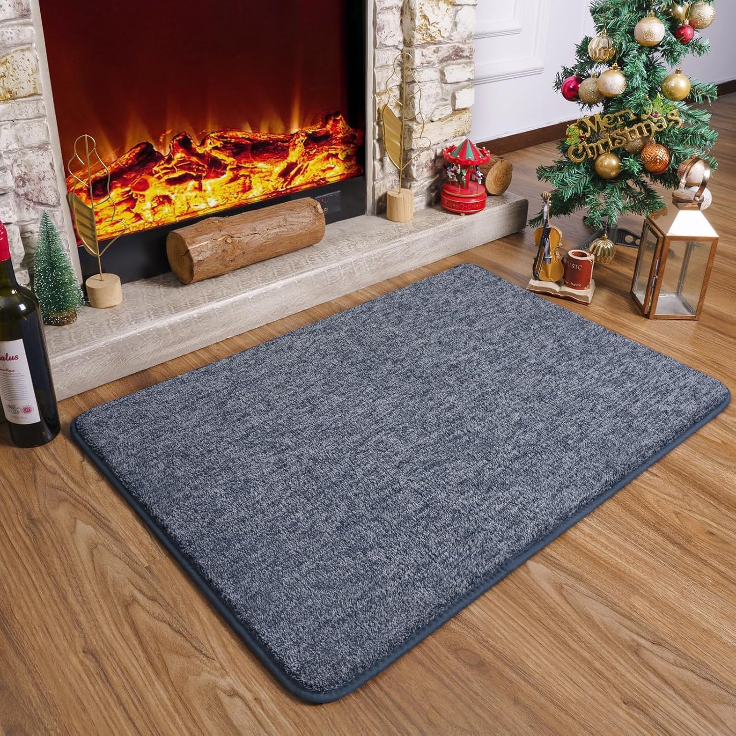Amearea Soft Area Rug - Chic Washable 2x3 Small Throw Rug for Bedroom, Hallway & Kitchen | Blue & White Non-Slip Design