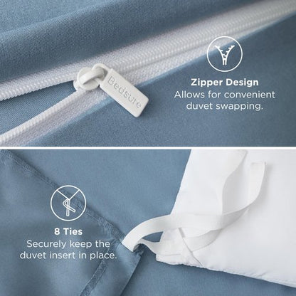 Bedsure Duvet Cover California King Size - Soft Double Brushed Bedding Set for Kids & Adults, Zipper Closure, 3 Pieces, Includes 1 Duvet Cover (104"x98") & 2 Pillow Shams, NO Comforter, Mineral Blue