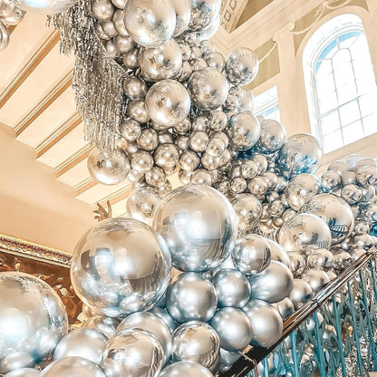 PartyWoo Metallic Silver Balloons - 50 Pcs 12 Inch | Perfect for Wedding & Birthday Decorations