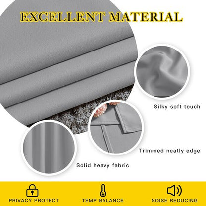 NICETOWN Blackout Silver Grey Living Room Curtains - Grommet Solid Thermal Insulated Sound Reducing Room Darkening Privacy Doorway Curtains for Bedroom (2 Panels, W52 x L78)