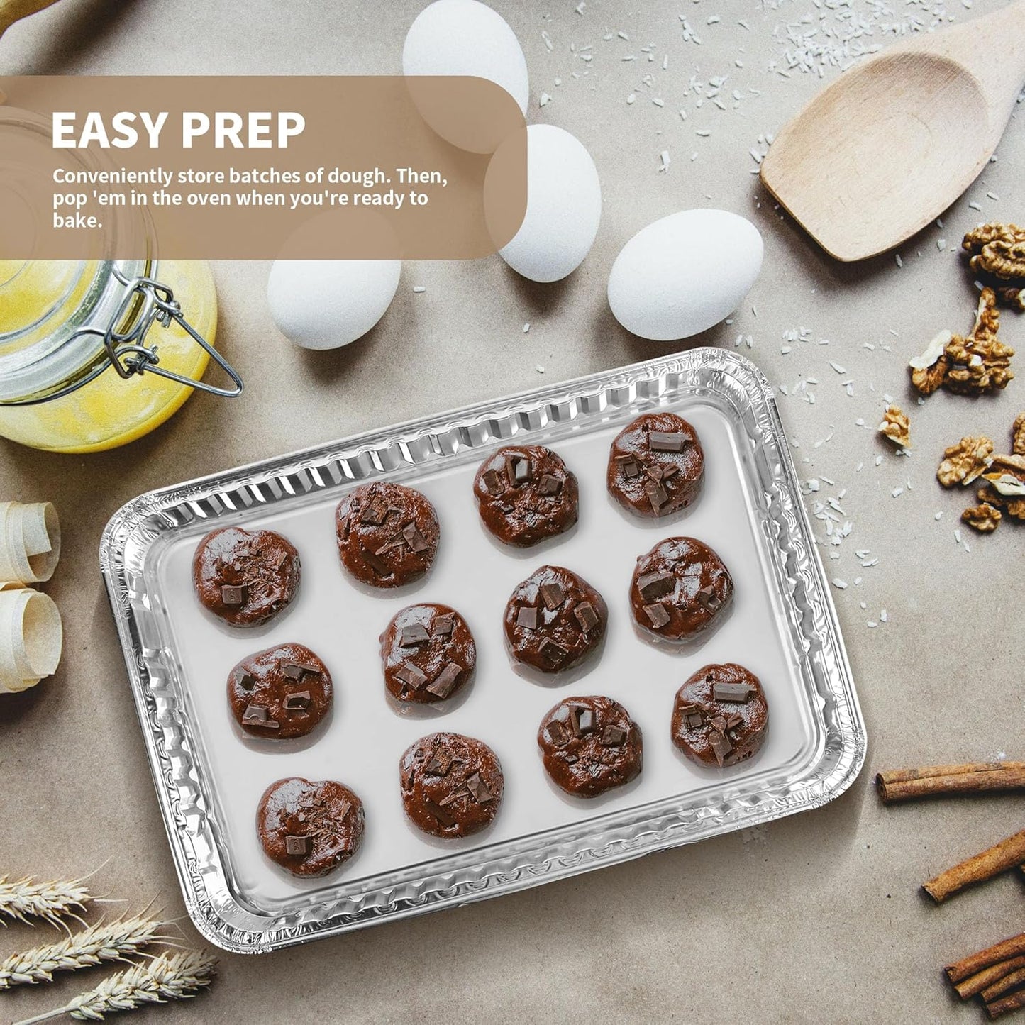 Skiennix Aluminum Disposable Cookie Sheets - 24 Pack | 16 x 11 Inch Baking & Roasting Pans