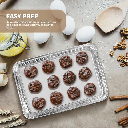 Skiennix Aluminum Disposable Cookie Sheets - 24 Pack | 16 x 11 Inch Baking & Roasting Pans