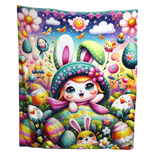 COMCONHMY Easter Bunny Blanket 50" x 60" - Cozy Rabbit Blanket, Easter Throw Blanket for Festive Easter Decor,Soft Easter Blanket (Cute)