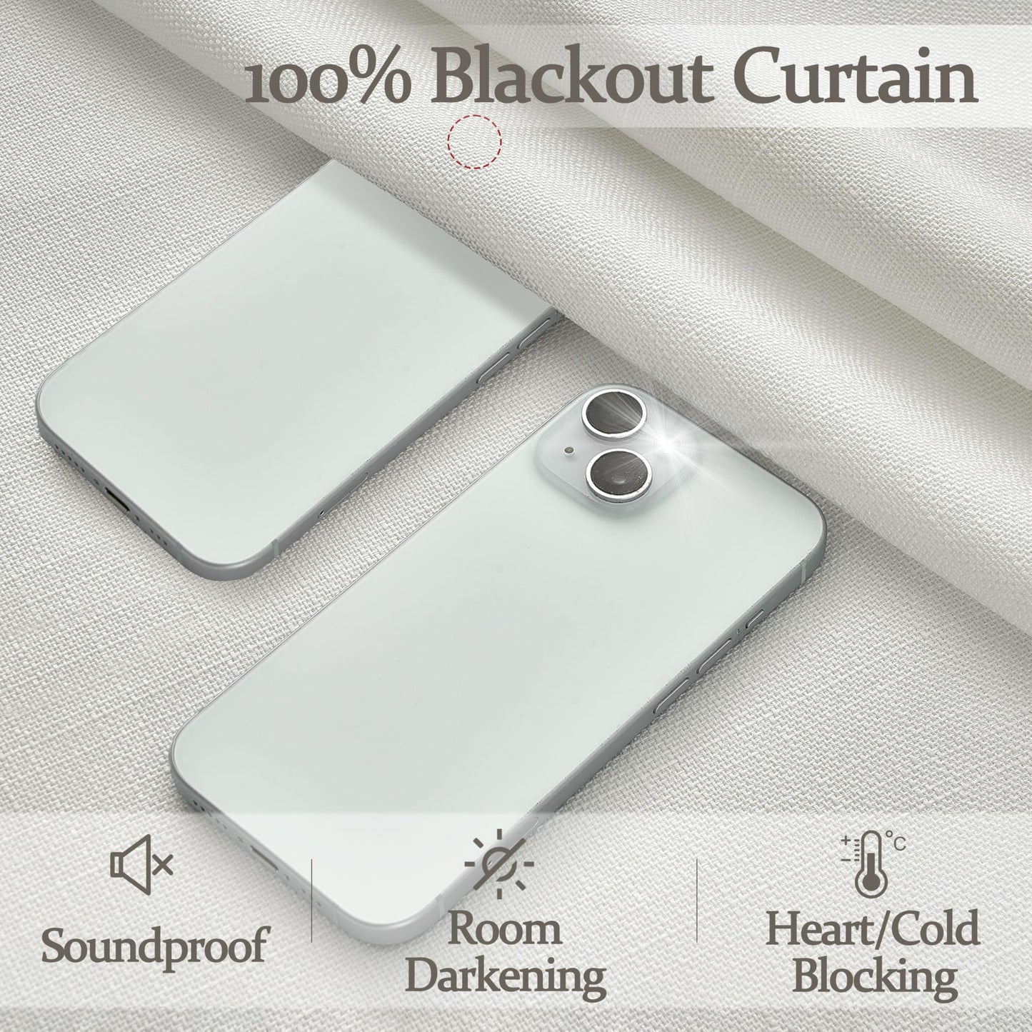 Pleat Viral Linen 90 Inch Blackout Curtains for Bedroom, Pinch Pleated Soundproof Privacy Farmhouse Window Drapes Decor with Hooks Neutral Beige White Nursery/Kids Room Darkening Burg 2 Panels Set