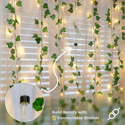 Skiennix Fairy Lights Vine - 23 FT Ivy Leaf String Lights with 73 LEDs - Warm White Indoor Decor