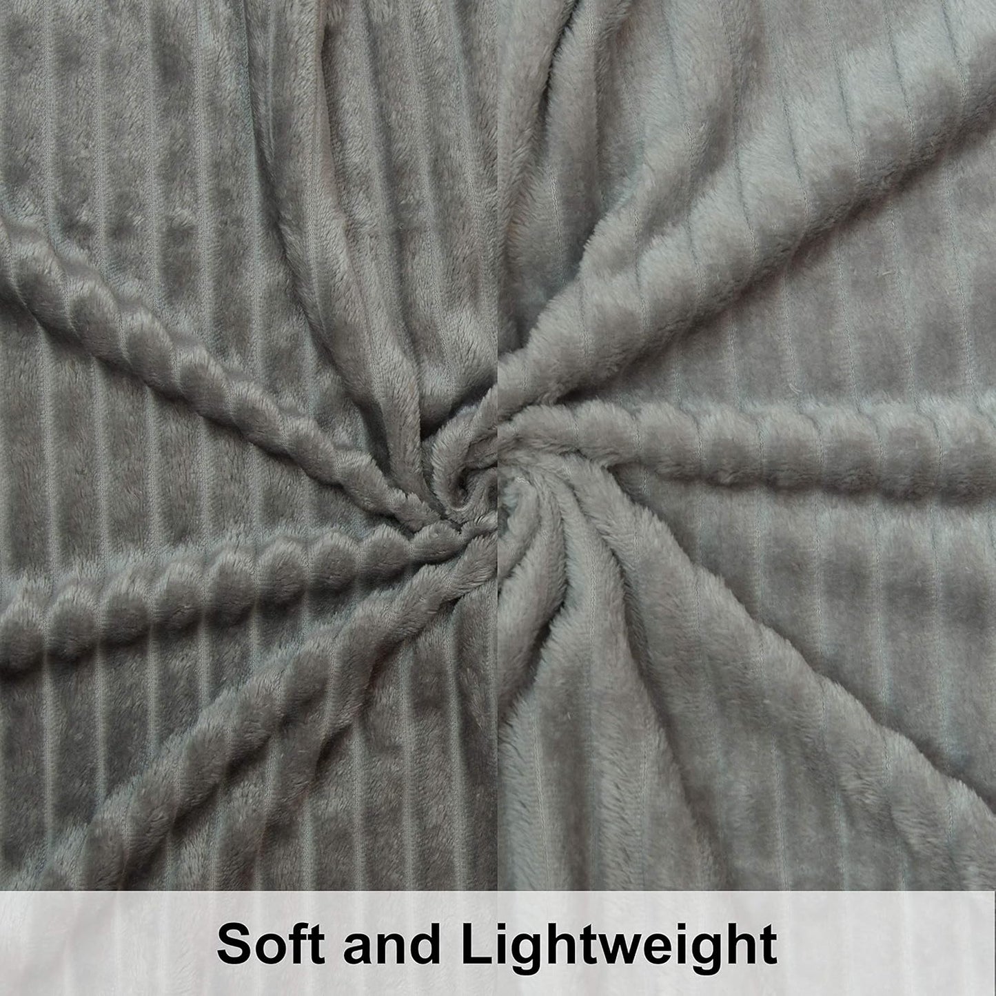 NTBAY Flannel Toddler Blanket - Fluffy Warm & Lightweight Reversible Stripes | 30x40 Inches, Grey